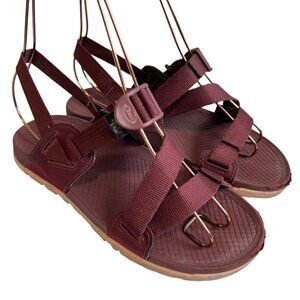 Chaco Lowdown sandals burgundy nylon zig zag straps womens 7 maroon red